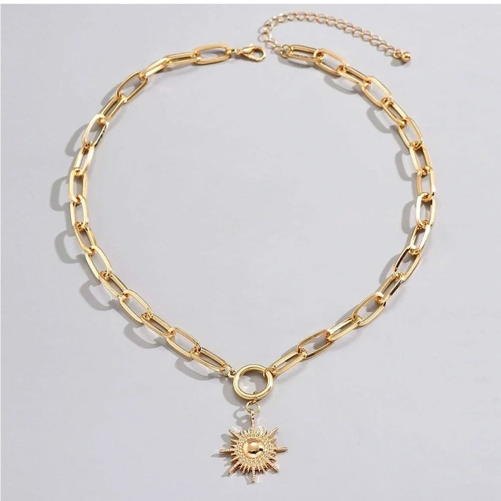 Anthropologie Gold Sunburst Necklace